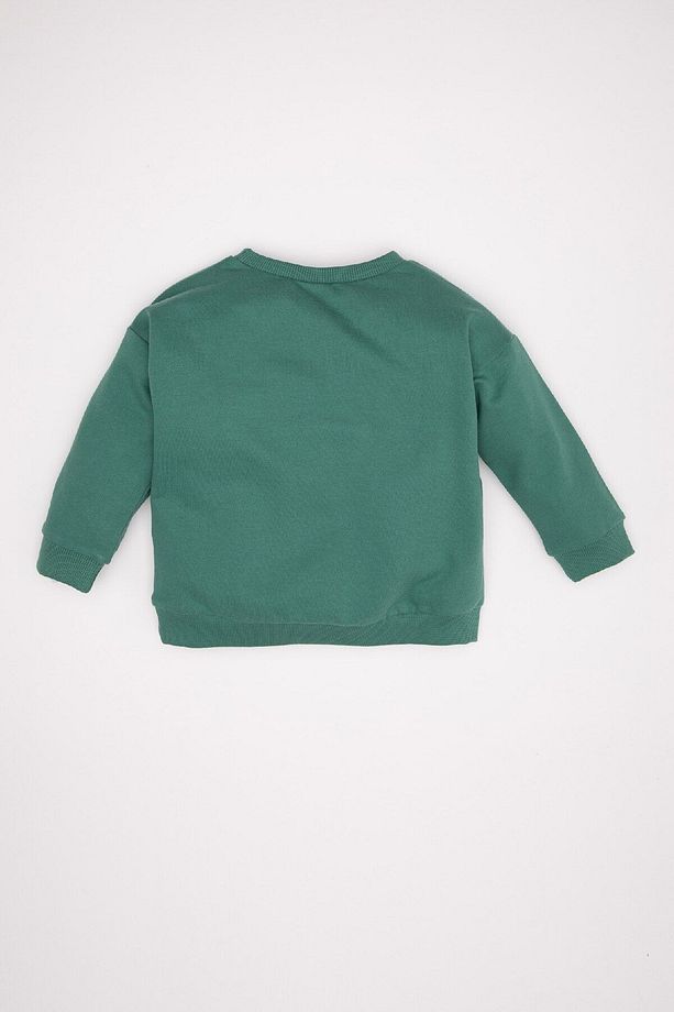 %100 Pamuk Erkek Bebek Bisiklet Yaka Basic Düz Sweatshirt A7343a524au - 4