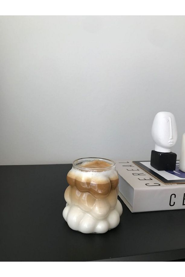 Üzüm Model Borosilikat Kokteyl Ve Soğuk-sıcak Kahve Bardağı Cam Pipet Hediyeli 350 ml Bubble Bardak - 1