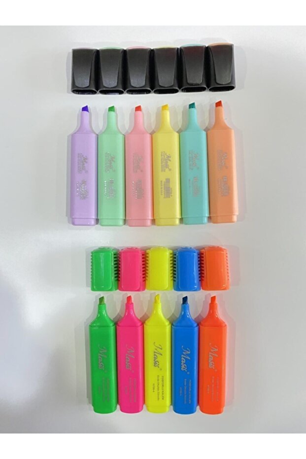 11'li Fosforlu Set Pastel Renkler Fosforlu +canlı Renk Set11 - 1