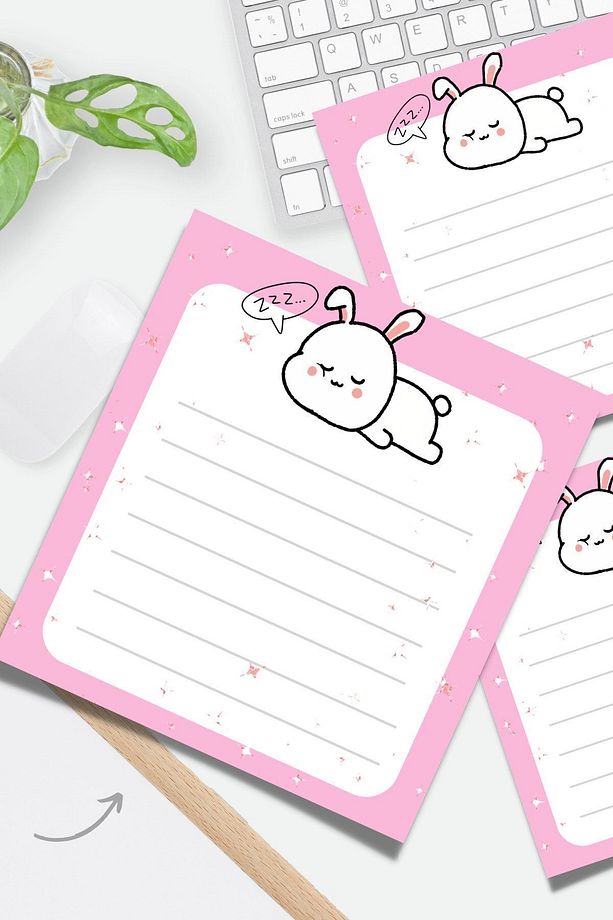Çizgili Sevimli Uyuyan Doodle Memopad , Bloknot , To do List , Notepad , Planlayıcı - 1