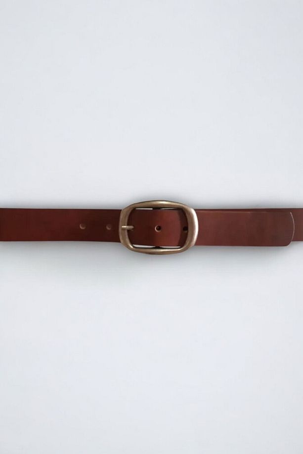 Kahve Bayan 3,3 Cm Hakiki Deri Kemer - 1