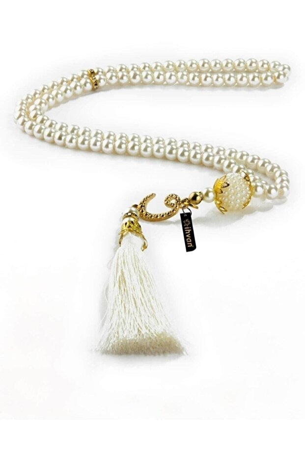 10 Pieces Gift Vavli Cream Glass Pearl Prayer Rosary with Tassels