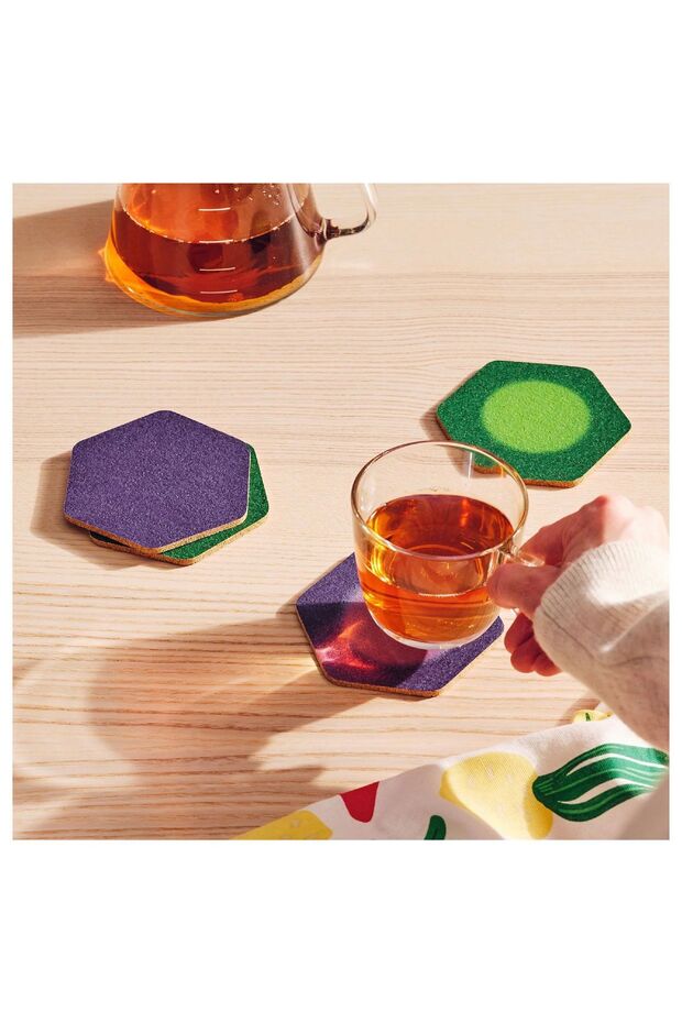 TABBERAS قواعد أكواب متغيرة الألوان، 10×10 سم، 4 قطع