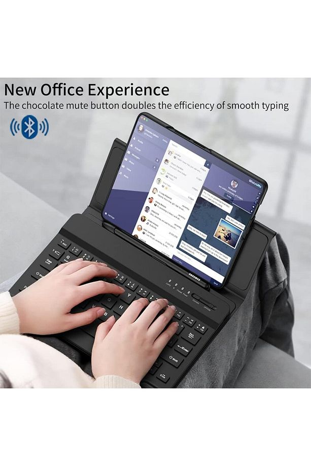 Galaxy Z Fold 5/6 Uyumlu Standlı Bluetooth Klavyeli Ve Keyboard Kapak - 3