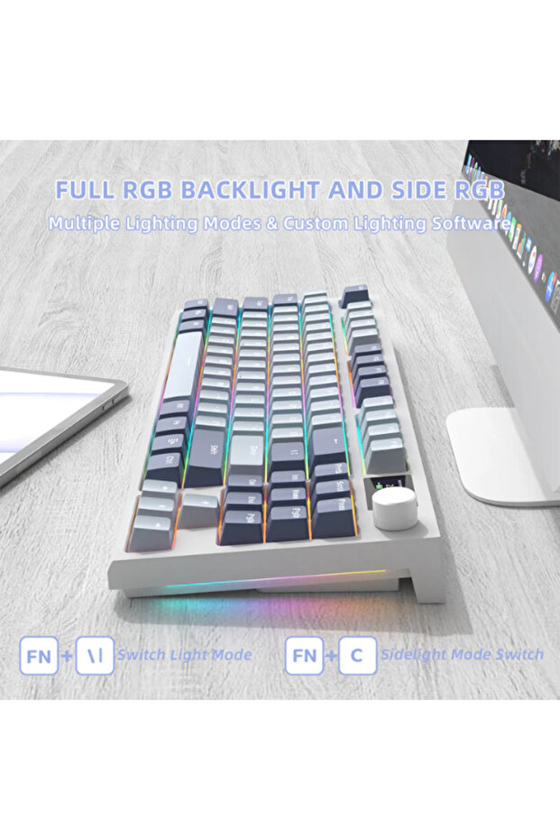 K86 EKRANLI KABLOSUZ MEKANİK KLAVYE - 8