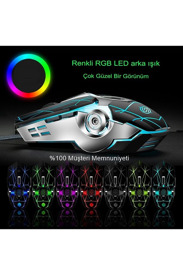 2'li Set GK60 Uyumlu Oyuncu Klavyesi VE X15 Mouse Fare Bilek Destekli Klavye RGB klavye mouse - 4