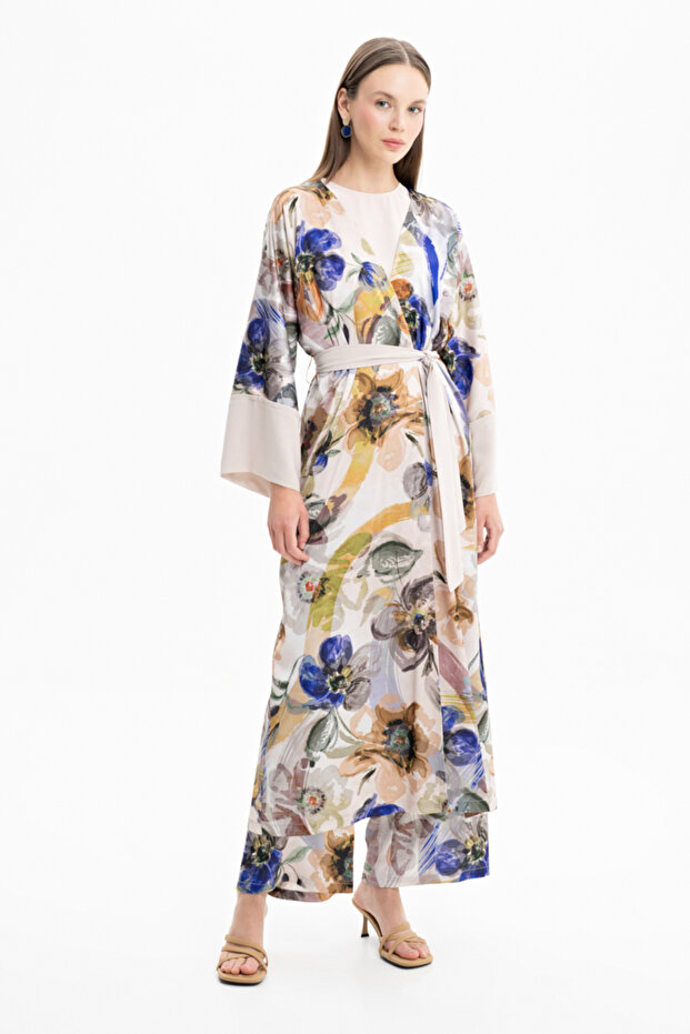 منقوشة الساتان كيمونو - 2