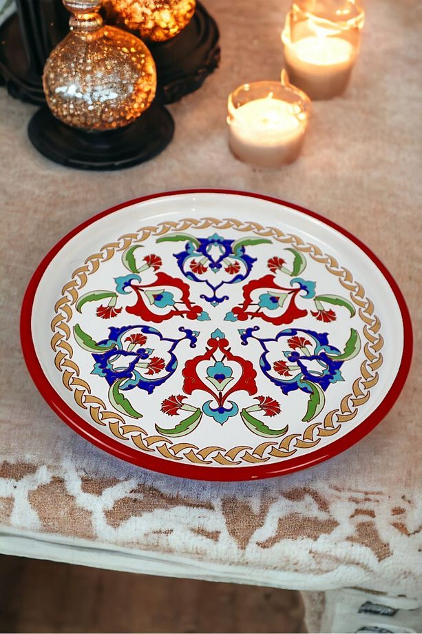 22 Cm Sunum Tepsisi Tek Kişilik Servis Tepsisi Kahve Tepsisi Tabağı Sunum Tabağı Servis Tabağı Çeyiz - 5