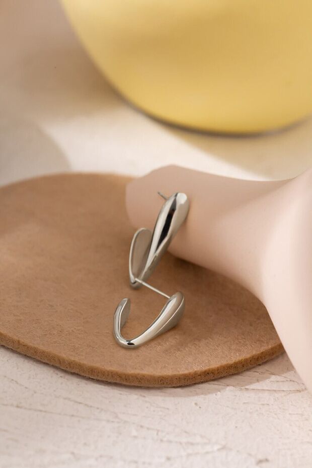 Kulağı Saran Rodyum Küpe - 2