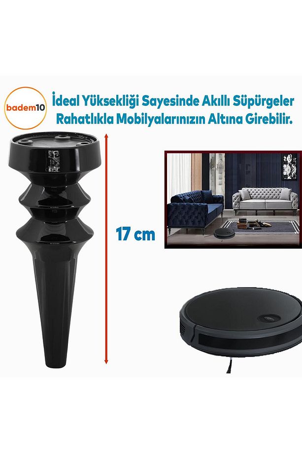 Oliva Siyah 17 Cm Mobilya Kanepe Koltuk Tv Ünitesi Konsol Yükseltme Yükseltici Ayağı Ayakları 4 Adet - 3