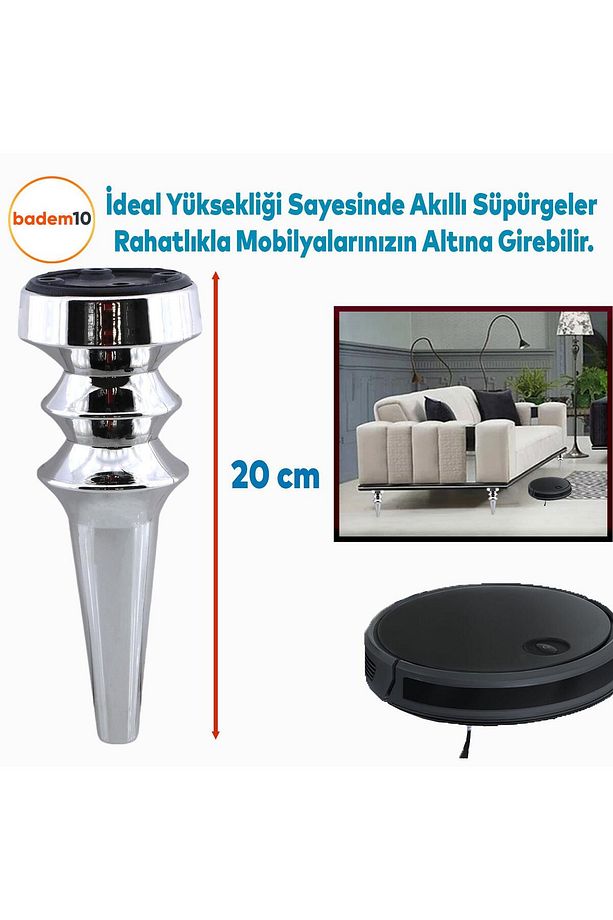 Oliva Krom 20 cm Mobilya Kanepe Koltuk Tv Ünitesi Konsol Yükseltme Yükseltici Ayağı Ayakları 4 Adet - 3