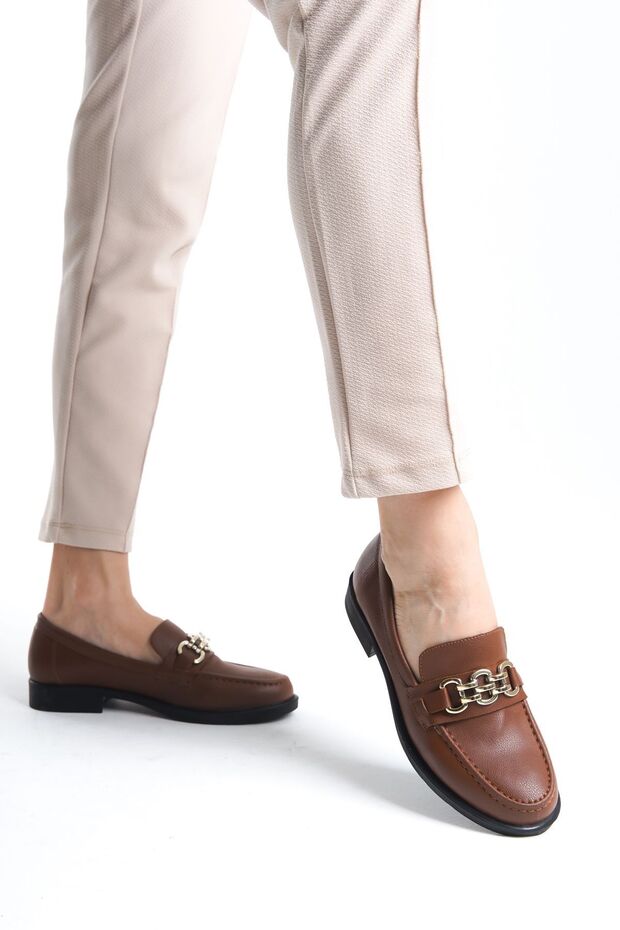 Women's Light Brown Low Heeled Daily Use Shoes