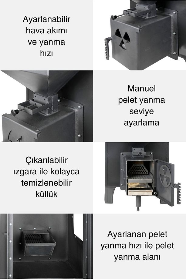 Jupiter Fırınlı Pelet Ve Odun Sobası Çam Pelet 10kw. Ce Onaylı Soba Eco Design Pelet Soba - 4