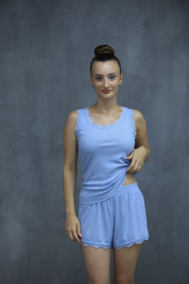 IRIS MODEL KADIN DANTELLİ ATLET VE ŞORTLU PİJAMA TAKIM - 1