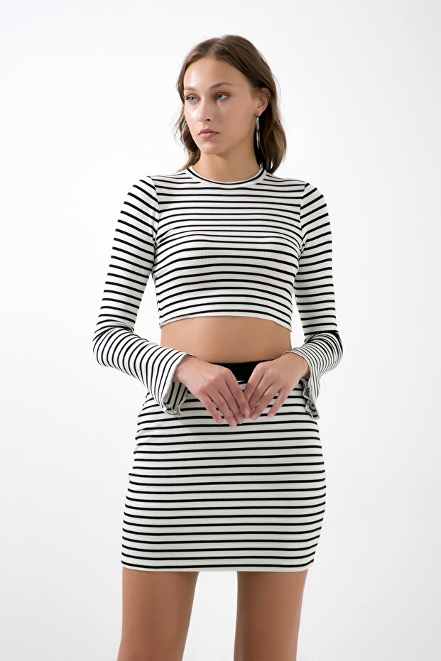 Stile Mini Dress Striped Camisole Dress with Elastic Waist Viscosse Flexible Skirt
