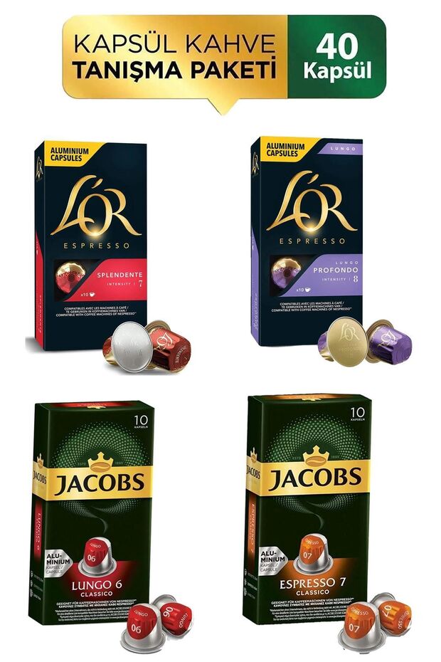 Jacobs ve L'OR Kapsül Kahve Tanışma Paketi 10 x 4 Paket - 1