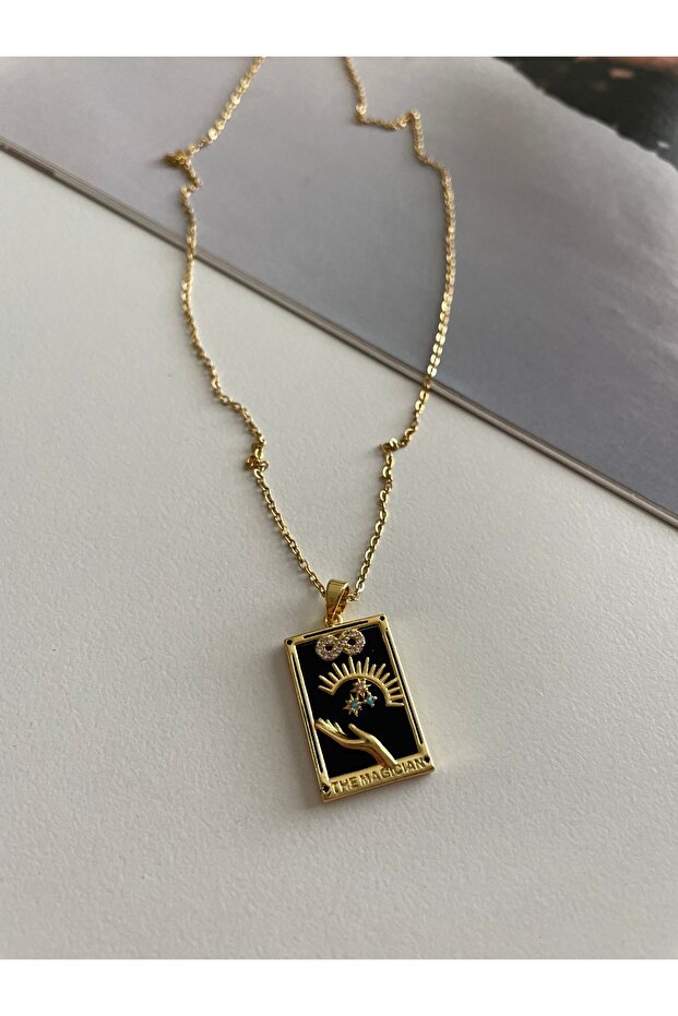 Black Infinity Gold Tarot Steel Necklace (Wizard Symbol)