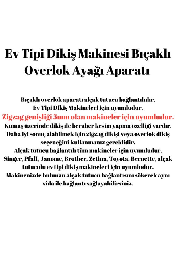 Ev Tipi Dikiş Makinesi Bıçaklı Overlok Ayağı - 4