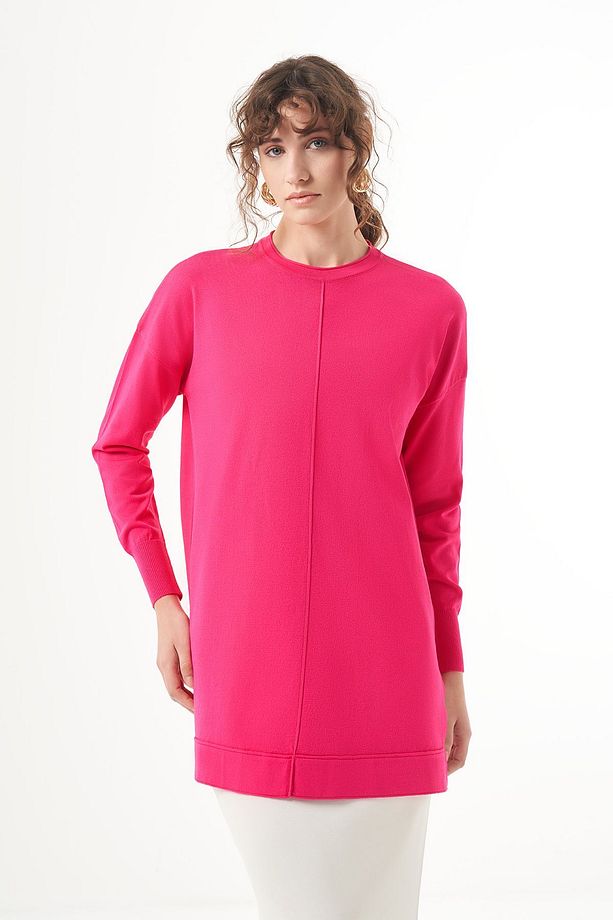 Merserize Kısa Tunik Bluz 1201 Fuşya - 1