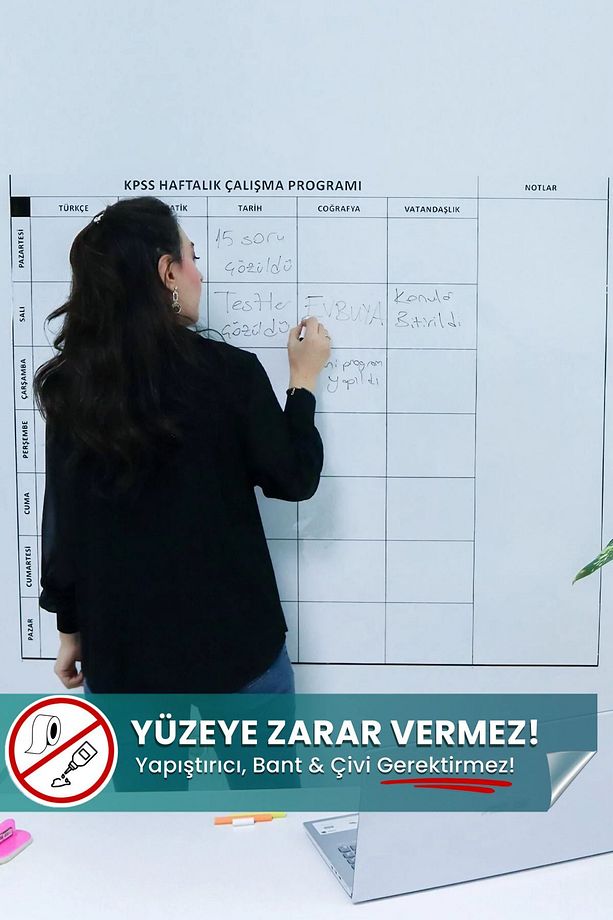 Kpss Çalışma Çizelgesi Planlayıcı - Not Belge Tutucu Özellikli, Yapışkansız Tutunan Akıllı Kağıt - 3