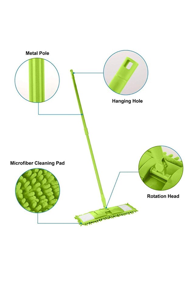 Purino Makarna Mop Seti Duvar Yüzey Islak Kuru Kullanım Teleskopik Sap Mikrofiber Paspas Pembe - 5