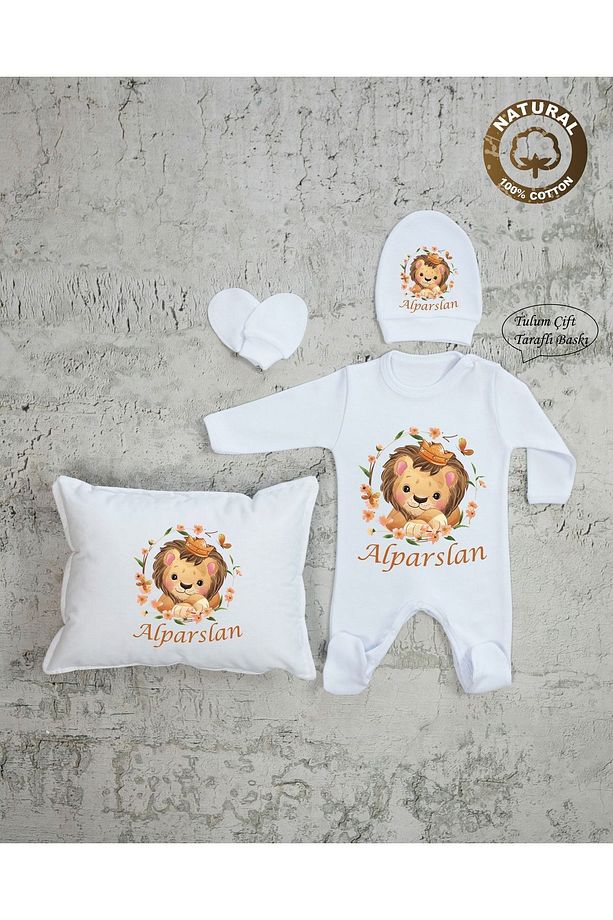 Tky04 Isimli Erkek Bebek Tulum Şapka Eldiven Set - 1