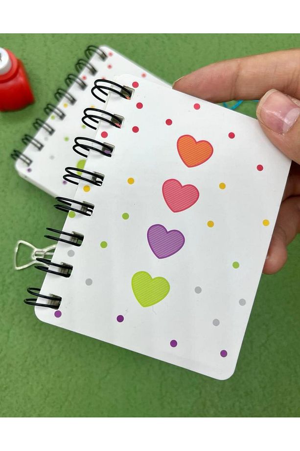 Sevimli Kalpler A7 Spiralli Mini Defter / Scrapbook /defter Süsleme Notebook/bullet Journal - 1