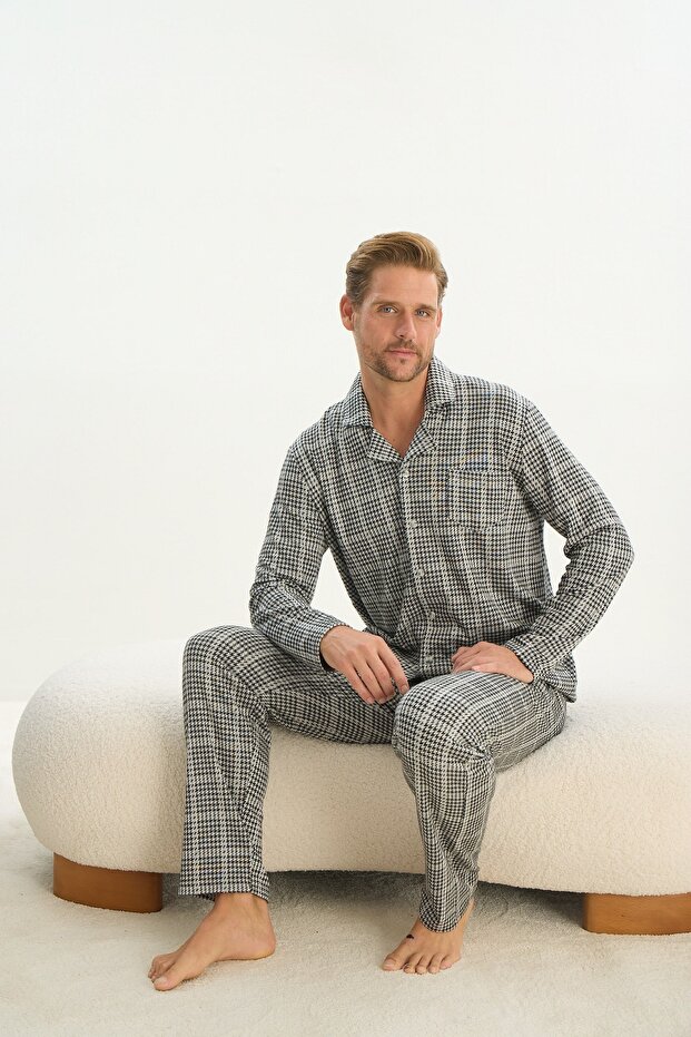 9541 بدلة بيجامة بأزرار للرجال - 1