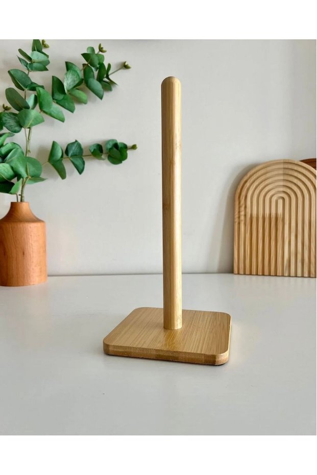 Square Bamboo Paper Towel Holder and Roll Door Holder