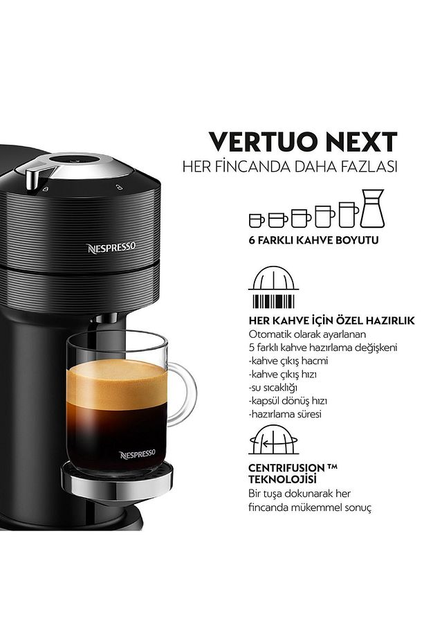 Vertuo Bundle Next C Premium Black+Aero 4 Kapsül Kahve Makinesi - 2