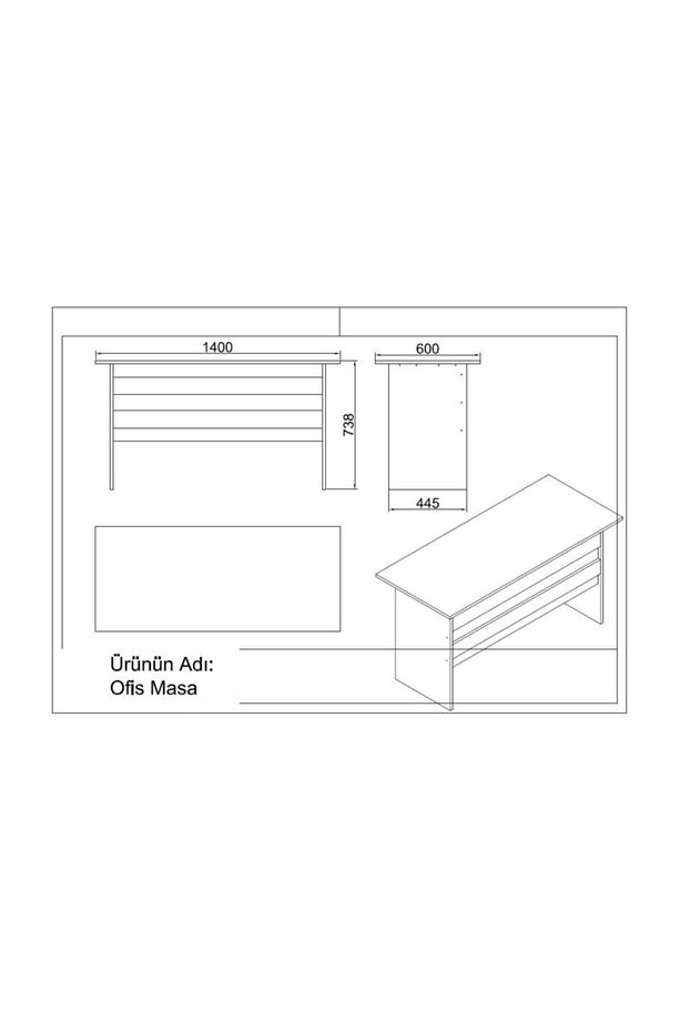 Verona Abcf Ofis Büro Masa Takımı Meşe-siyah - 2