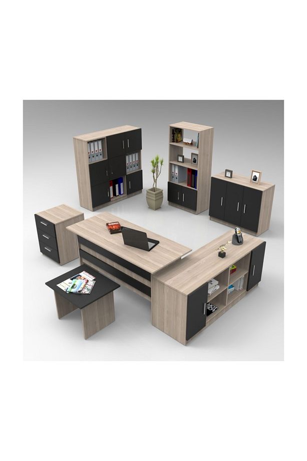 Verona Abcdefg2 Ofis Büro Masa Takımı Meşe-siyah - 1
