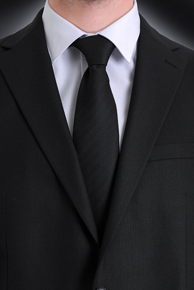 Siyah Düz Kravat - 1