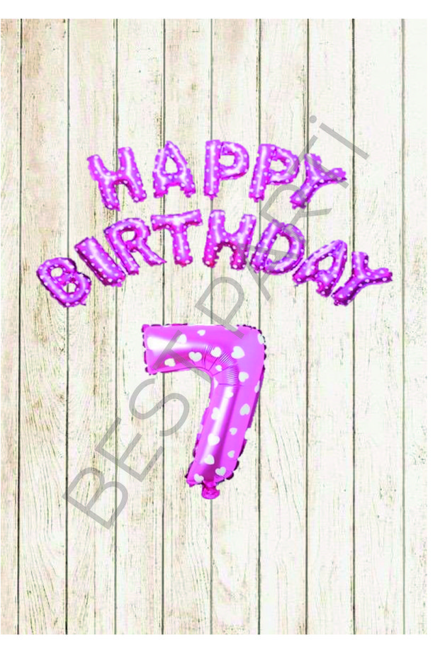 Best Pink Dotted Happy Birthday and Number Foil Balloon Set Age 7