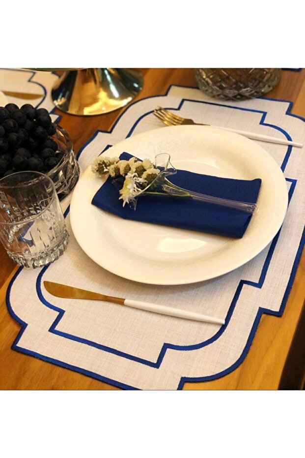 Rüya Navy Blue American Placemat 6 Pieces