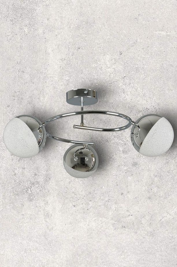 Dönence Krom Renkli Modern Salon - Mutfak - Yatak Odası 3 Lü Led Avize - 2