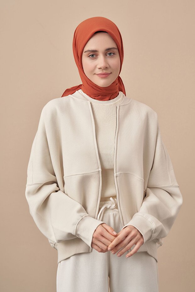 Pamuk Jazz Eşarp - Kiremit - 1