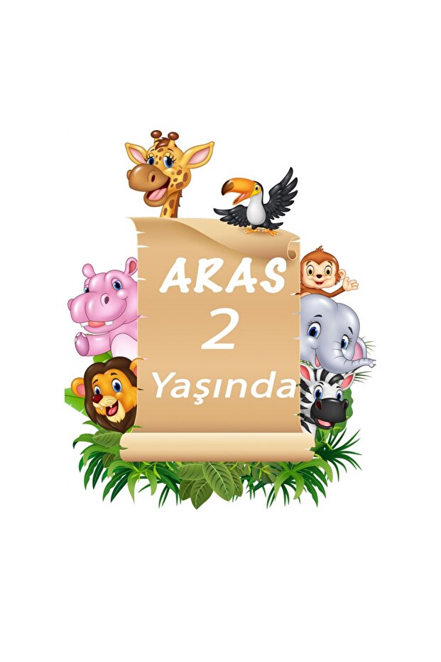 Safari Cute Animals Banner, Welcome Board Canvas-