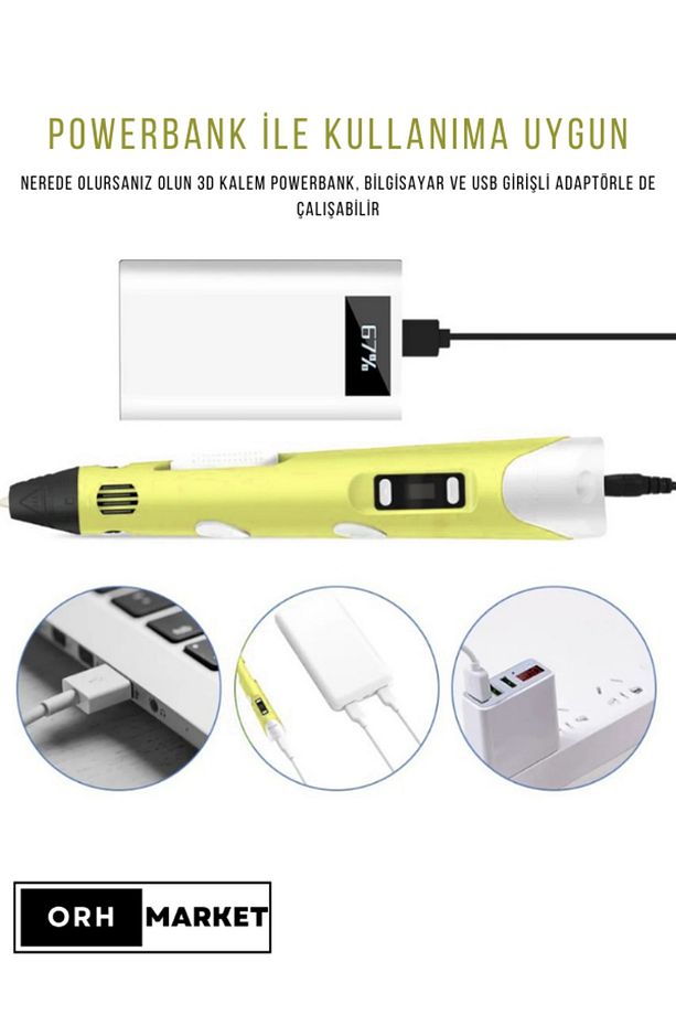 Pembe Geyik Grafik Tablet ve 3D Kalem 3D Pen USB Kablolu Üç Boyutlu Yazıcı Kalem Printer Set - Pembe - 2