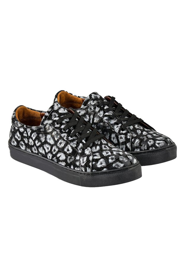Women's Black Genuine Leather Sneaker