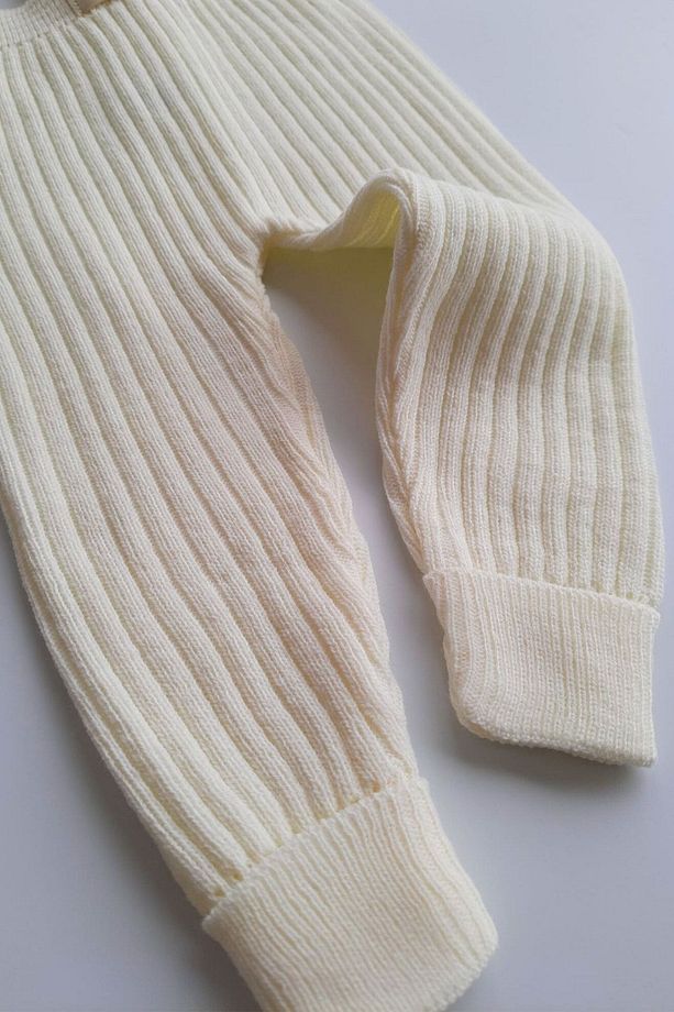 Unisex Bebek 4 Mevsim Ayarlanabilir Çapraz Askılı Esnek Triko Tayt 3-24 Ay-ekru - 5