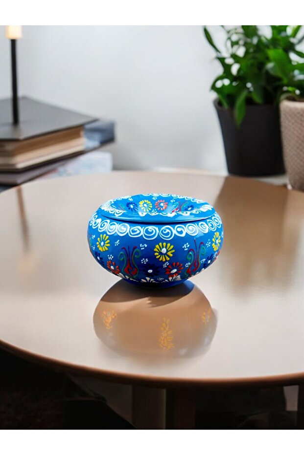 Ashtray with lid lace embossed pattern large size