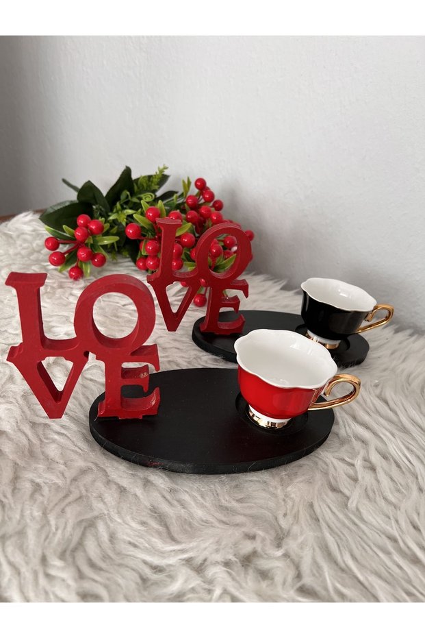 Valentine's Day 1 Piece Love Coffee Presentation Box Love Surprise Presentation Gift Christmas Red Wooden 14 February