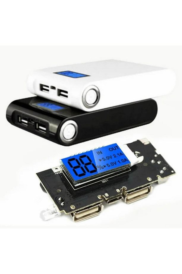 Powerbank Devresi Lcd Ekranlı 5V 1A Dual Usb Çıkış  Micro Usb Giriş Lityum Lion 18650 Pil Şarj Mobil - 5
