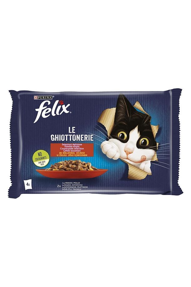 Felix Multipack Sığır ve Tavuk Etli Yetişkin Yaş Kedi Maması 4x85gr - 1