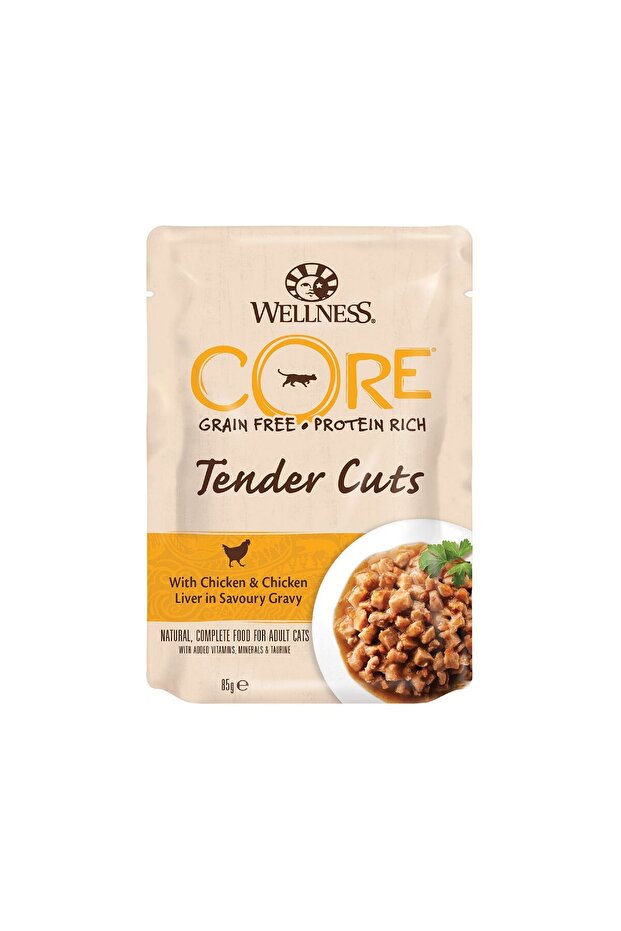 CORE Tender Cuts With Chicken & Chicken Liver for Cat, 85g, Pack of 8