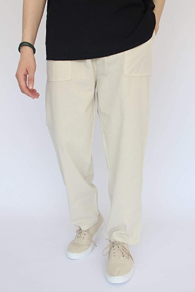 Unisex Summer Comfortable Linen Trousers with Elastic Waist Cotton Cool Drawstring Linen Trousers
