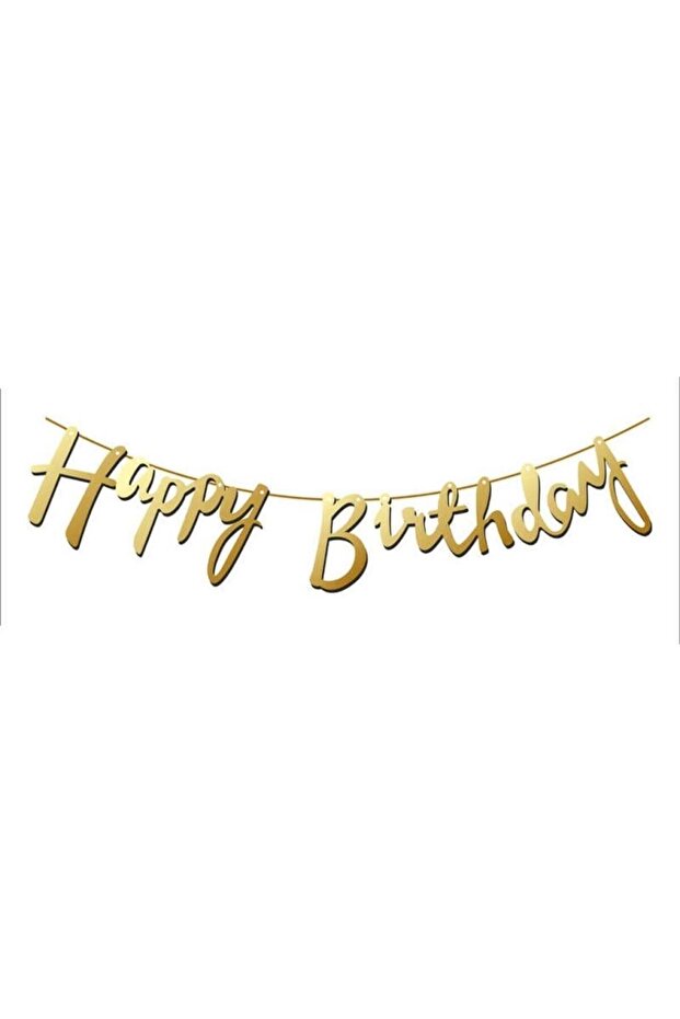 Gold Happy Birthday Text Calligraphy Banner