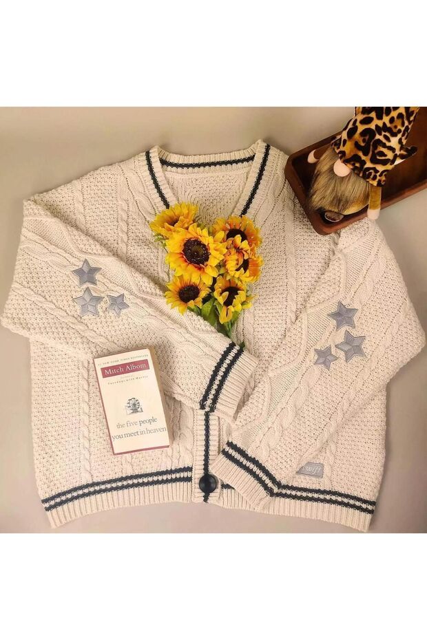 Taylor Swift Cardigan Style Şerit Detay Logolu Oversize Hırka - 3