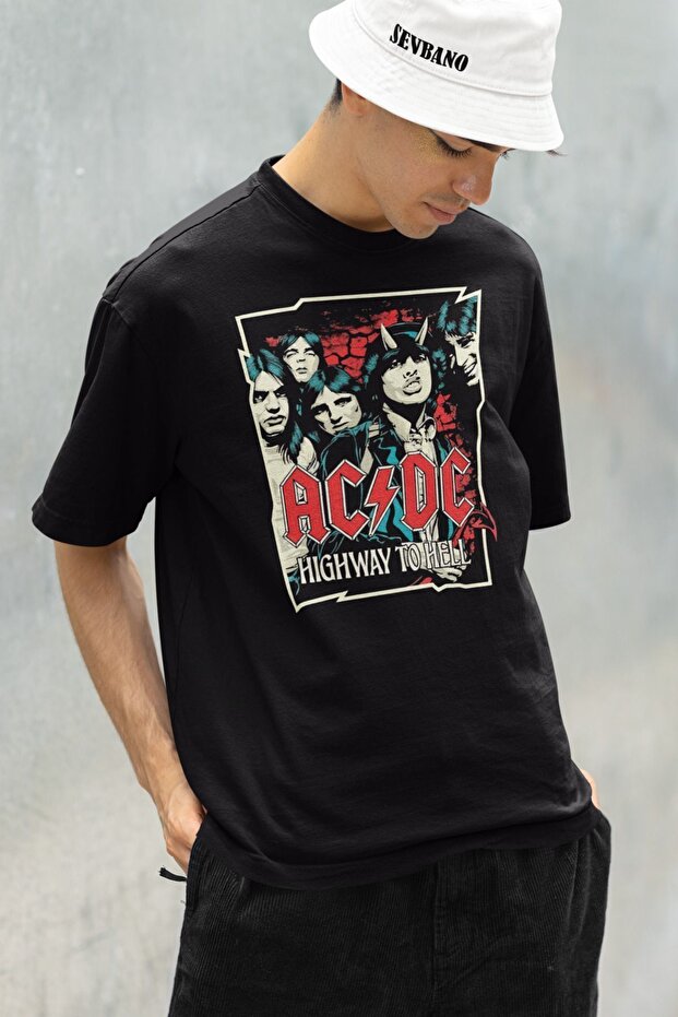 Rock Metal Music Band Ac Dc Printed Unisex T-Shirt, Oversized Highway to Hell T-Shirt